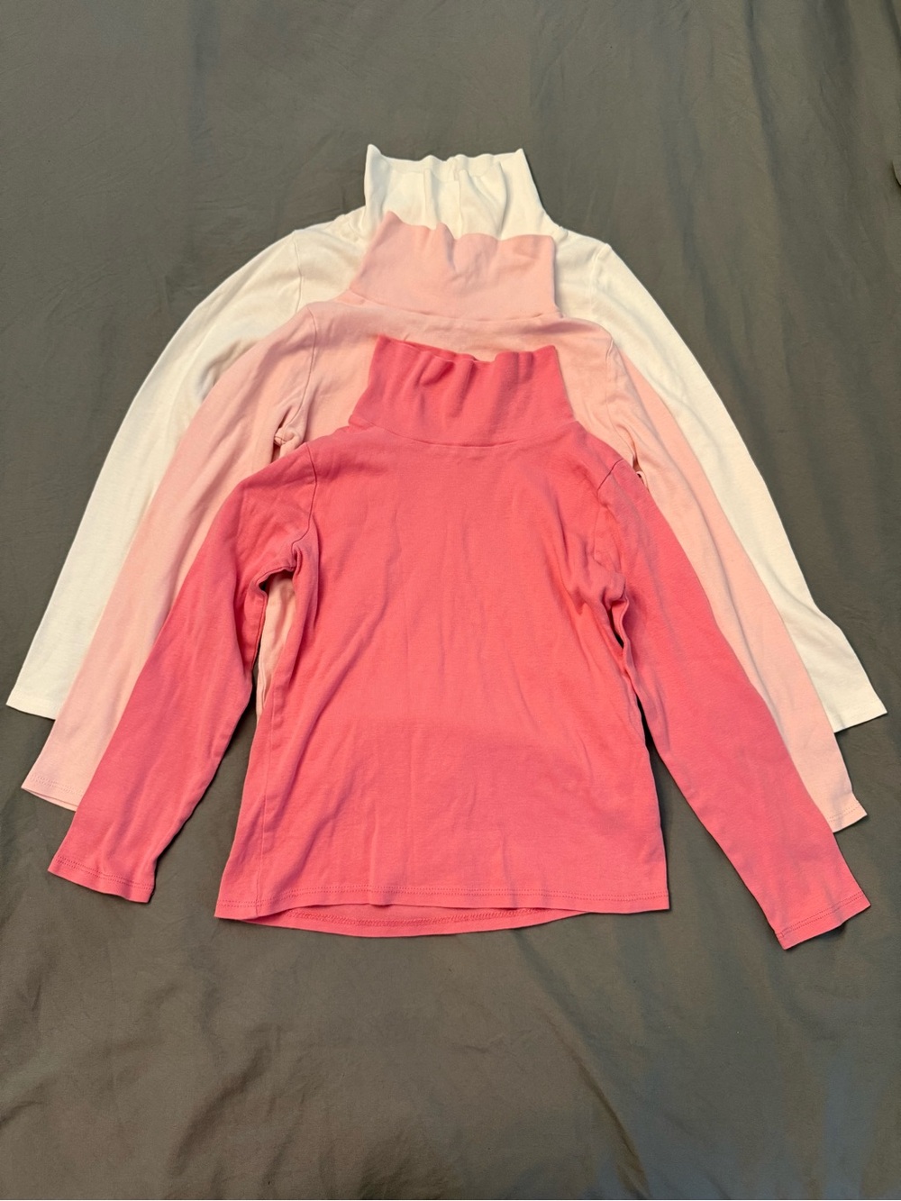 3 Pack Girls' Long-Sleeve Turtleneck Top Pink, Light Pink & White Size 10